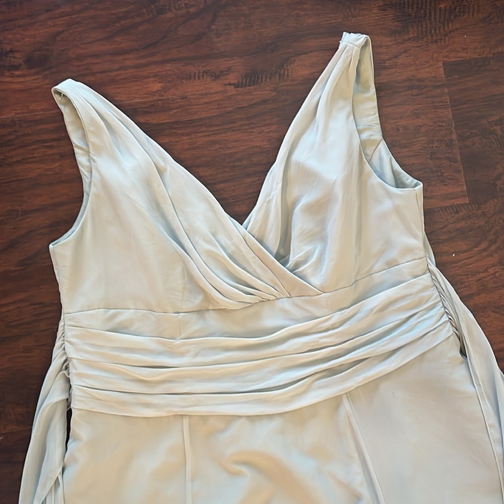 David’s Bridal “long chiffon surplice tank dress” size 16 in Dusty Sage color